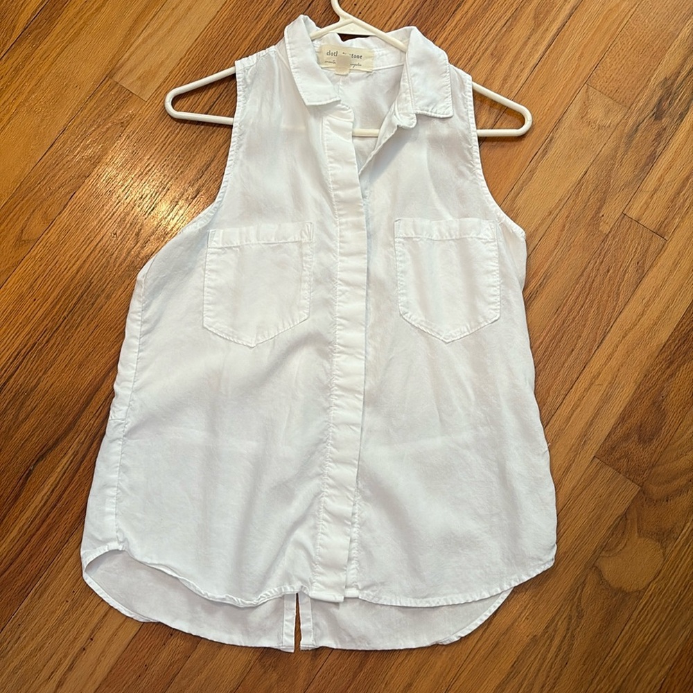 Cloth & Stone White Button Down racer back shirt